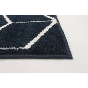 Geometric Navy Blue Modern  Contemporary Soft Rug