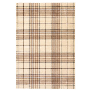 Plaid Cream Casual Soft Rug