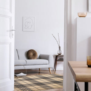 Plaid Cream Casual Soft Rug