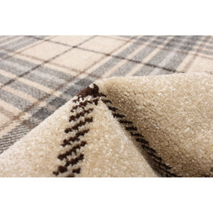 Plaid Cream Casual Soft Rug