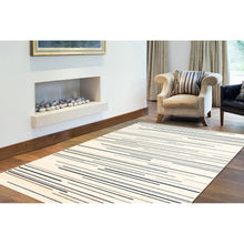 Cream Silver Stripes Fika Casual Soft Rug