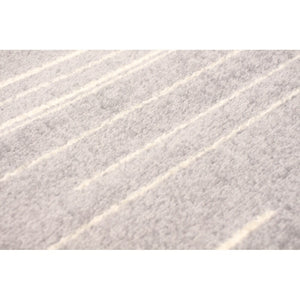 Cream Silver Stripes Fika Casual Soft Rug