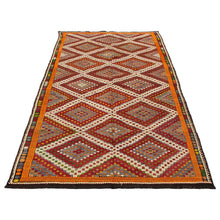 Flat-Weave Konya Dark Red Wool Tapestry Soft Kilim