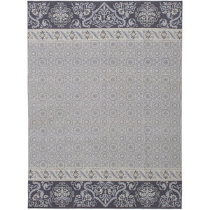 Flat-Weave Tamar III Grey Wool Tapestry Kilim