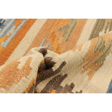 Flat-weave Anatolian Cream, Orange Wool Kilim