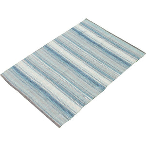Stripes Flat-weave Bold Colorful Blue Wool Kilim