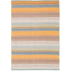 Flat-weave Bold and Colorful Blue, Orange Wool Kilim