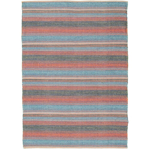 Flat-weave Bold and Colorful Copper, Blue Wool Kilim