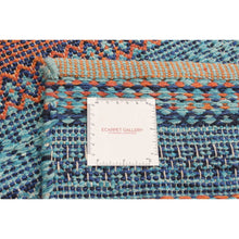 Flat-weave Bold and Colorful Copper, Blue Wool Kilim