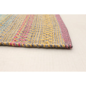 Flat-weave Bold and Colorful Pink, Blue Wool Kilim