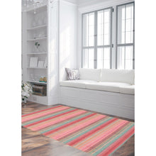 Red Pink Flat-weave Bold Colorful Red, Pink Wool Kilim Rug