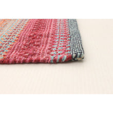Red Pink Flat-weave Bold Colorful Red, Pink Wool Kilim Rug