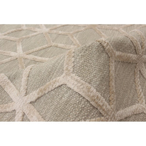 Flat-Weave Kalista Beige, Light Khaki Silk, Wool Kilim Area Rug