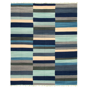 Flat-weave Kalista Navy Blue Wool Kilim