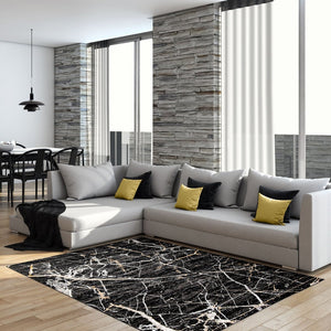 Dark Grey Abstract Casual Soft Rug