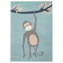 Aqua Animal Monkey Kids Transitional Soft Rug