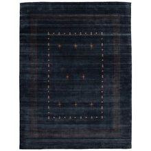 Hand Loomed Kashkuli Gabbeh Navy Wool Soft Rug