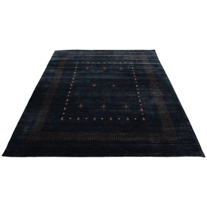 Hand Loomed Kashkuli Gabbeh Navy Wool Soft Rug