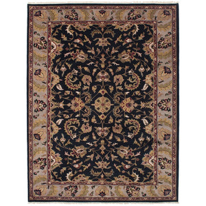 Margot Robbie Collection - Hand-knotted Finest Agra Jaipur Black Wool Soft Rug