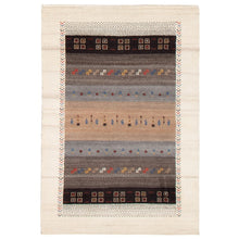 Hand-knotted Indian Gabbeh Cream Viscose Soft Rug