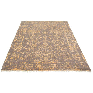 Hand-knotted La Seda Grey Silk, Wool Soft Rug