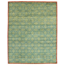 Hand-knotted Peshawar Ottoman Blue, Green Wool Soft Rug