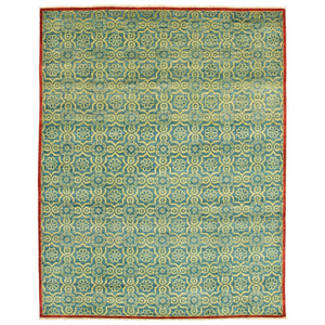 Hand-knotted Peshawar Ottoman Blue, Green Wool Soft Rug