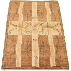 Hand-knotted Peshawar Ziegler Brown Wool Soft Rug