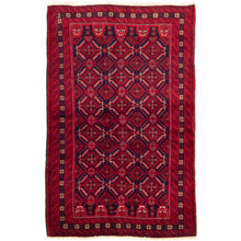 Hand-knotted Rizbaft Red Wool Soft Rug