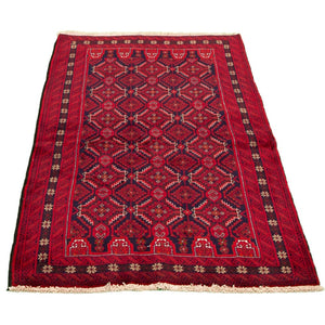 Hand-knotted Rizbaft Red Wool Soft Rug