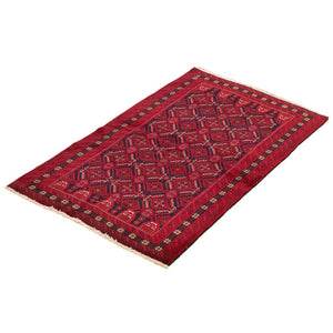 Hand-knotted Rizbaft Red Wool Soft Rug
