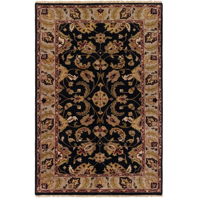 Hand-knotted Royal Mahal Black Wool Soft Rug