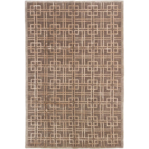 Hand-knotted Silk Touch Brown Silk, Wool Soft Rug