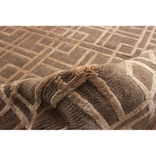 Hand-knotted Silk Touch Brown Silk, Wool Soft Rug