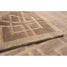 Hand-knotted Silk Touch Brown Silk, Wool Soft Rug