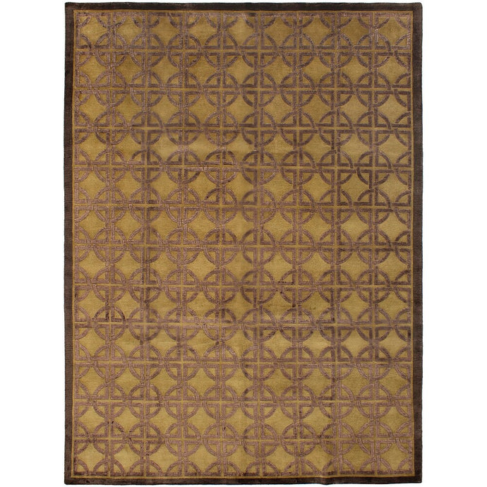 Hand-knotted Silk Touch Dark Brown Silk Wool Soft Rug