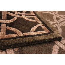 Hand-knotted Silk Touch Dark Brown Silk, Wool Soft Rug