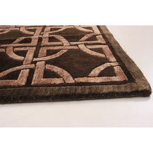 Hand-knotted Silk Touch Dark Brown Silk, Wool Soft Rug