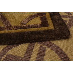 Hand-knotted Silk Touch Dark Brown Silk Wool Soft Rug