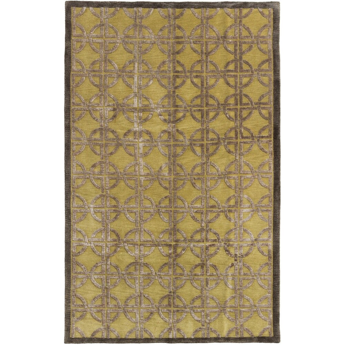 Hand-knotted Silk Touch Light Gold Silk, Wool Soft Rug