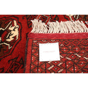Hand-knotted Turkman Red Wool Soft Rug