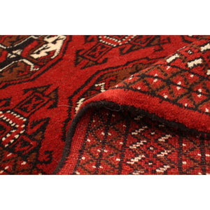 Hand-knotted Turkman Red Wool Soft Rug