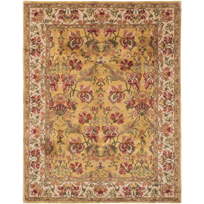 Hand-knotted Varanasi Light Brown Wool Soft Rug