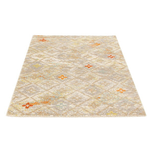 Beige Orange Trellis Havana Casual Soft Rug