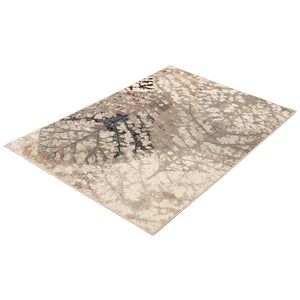 Leaf Pattern Ivory Taupe Soft Rug