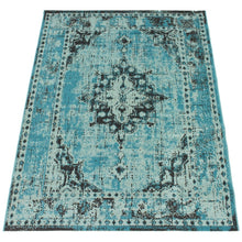 Medallion Aqua Blue Traditional Soft Area Rug