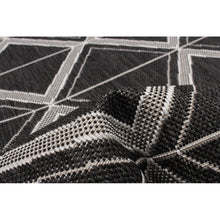 Black Gray Geometric Indoor/ Outdoor Soft Rug