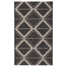 Black Gray Geometric Indoor/ Outdoor Soft Rug