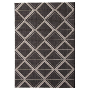 Black Gray Geometric Indoor/ Outdoor Soft Rug