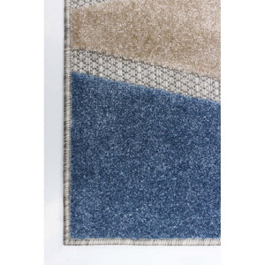 Ivory Blue Geometric Indoor/ Outdoor soft Rug